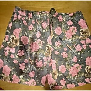 Grunt Style Reaper Swim Trunks Shorts Sz Med Skull Rose Knife Grenade
